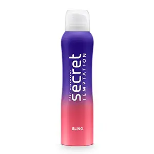 Secret Temptation Bling Deodorant for Women 150ml | Spicy-Sweet Gourmand Fragrance | Black Currant & Vanilla | Long-Lasting Freshness | Ideal Women’s Party Deo - Best price at DetectaDeal