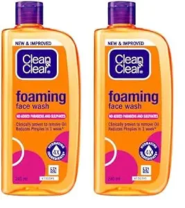 Clean & Clear Foaming Facewash for Oily Skin, Brown, 240ml (Pack of 2) - Best price at DetectaDeal