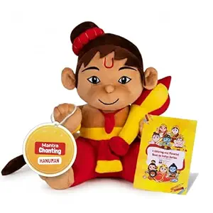 Panda's Box Mantra Chanting Baby Hanuman | As Seen on Shark Tank | Musical Soft Plush Toy | Non-Toxic, Safe| Best Birthday Gift for Newborn Kids (Boys, Girls) | Free Colouring Book | Medium 28 CM - 37% off at DetectaDeal